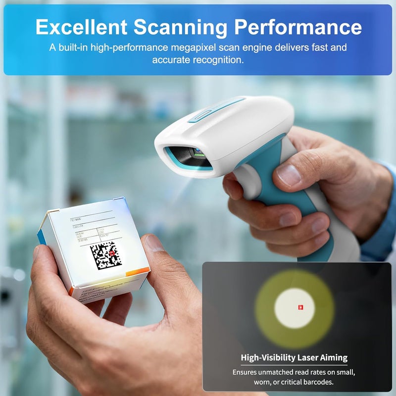 NetumScan 2D QR Industrial Barcode Scanner, IP67 Waterproof Shockproof, 2600mAh, Handsfree Auto-Scan for Medical, Warehouse, Retail, iOS, Android Windows RD-1962(NS) - Image 3